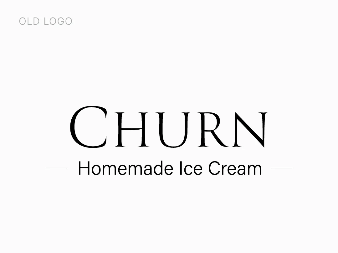 Churn Homemade Ice Cream logo redesign showing the old logo