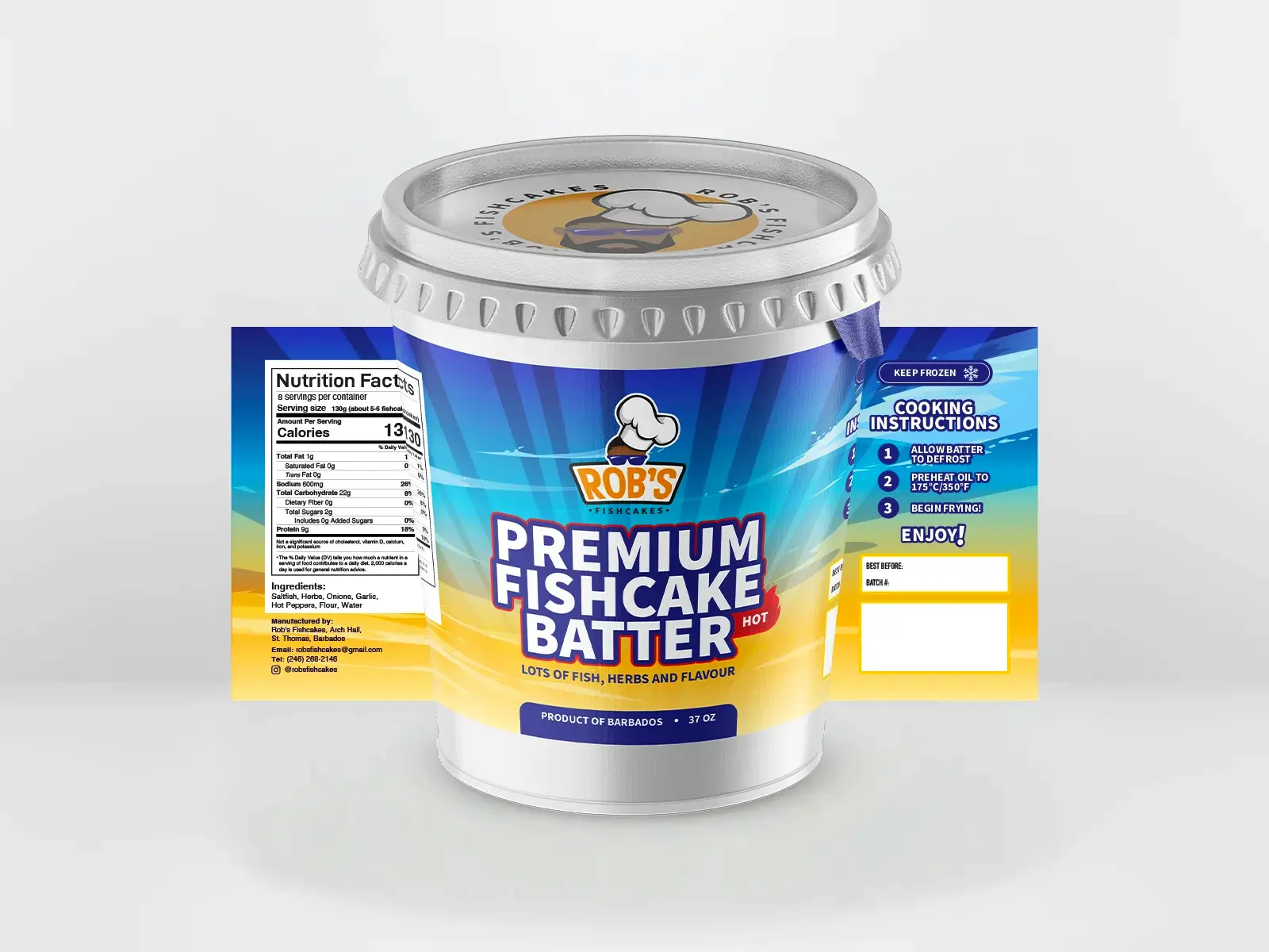 Rob's Fishcakes Premium Hot Batter Packaging