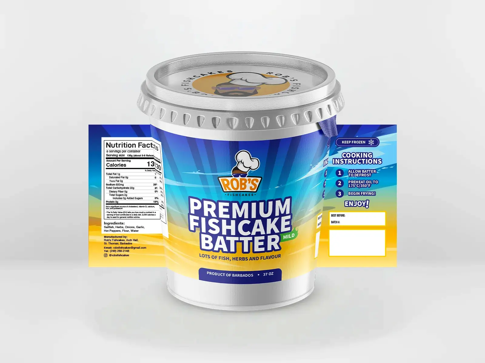 Rob's Fishcakes Premium Mild Batter Packaging